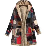 Manteaux  capuche imprimes florales dhiver pour femmes veste polaire femme hiver long outercoat chaud ...