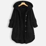 Manteau  capuche en polaire pour femmes de grande taille - noir