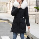 Manteau à capuchon dextérieur en coton pour femmes dhiver chaud et épais - noir Manteau à capuchon dextérieur en coton pour femmes dhiver chaud et épais - noir
