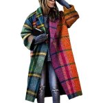 Manteau  carreaux  manches longues et  carreaux pour femmes manteau en laine  imprim dautomne