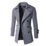 Manteau court en double boutonnage de ville homme parka unie  long collet en hiver - automne