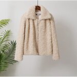 Manteau court en laine avec col en velours pour femmes - funmoon