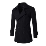 Manteau court - parka - homme - double boutonnage - col long - hiver - automne - noir