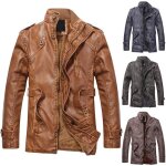 Manteau en cuir - non spécifié - slim - col montant - long - vert Manteau en cuir - non spécifié - slim - col montant - long - vert
