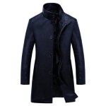 Manteau en cuir - zencart - trench homme - simple boutonnage - long - bleu
