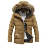 Manteau dhiver � capuche pour homme - funmoon - kaki - marron - �paississement - poche