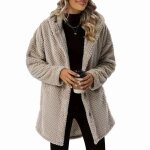 Manteau dhiver décontracté à capuche boutonné pour femmes - beige Manteau dhiver décontracté à capuche boutonné pour femmes - beige
