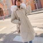 Manteau dhiver pour femme - funmoon - blanc - capuche épaisse - poches - longueur Manteau dhiver pour femme - funmoon - blanc - capuche épaisse - poches - longueur