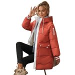 Manteau dhiver pour femme - vitata - col et braguette zippée - coupe ample et capuche - rouge Manteau dhiver pour femme - vitata - col et braguette zippée - coupe ample et capuche - rouge