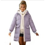 Manteau dhiver pour femme - vitata - col et braguette zippée - coupe ample et capuche - violet Manteau dhiver pour femme - vitata - col et braguette zippée - coupe ample et capuche - violet