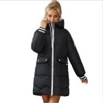 Manteau dhiver pour femme - vitata - long manteau ample en coton - col et braguette zippée - noir Manteau dhiver pour femme - vitata - long manteau ample en coton - col et braguette zippée - noir