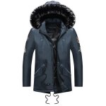 Manteau dhiver pour hommes  manches longues avec col de poche  capuchon - funmoon - taille plus - bleu ...