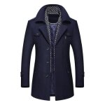 Manteau dhiver en laine pour homme trench - coat mi - long col Écharpe rembourré Épais et chaud bleu Manteau dhiver en laine pour homme trench - coat mi - long col Écharpe rembourré Épais et chaud bleu