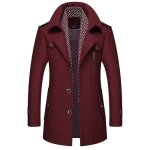 Manteau dhiver en laine pour homme trench - coat mi - long col charpe rembourr pais et chaud rouge ...