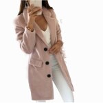 Manteau dhiver en laine - vitata - boutonnage simple - rose - coupe slim - polyester
