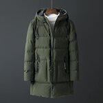 Manteau dhiver - pure color - mi - long - coton rembourr - capuche - couleur verte