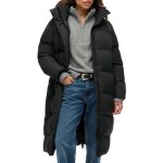 Manteau dhiver - superdry - hooded longline puffer - coupe ample - fentes lat�rales � pressions - noir ...