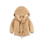 Manteau enfant - beige - doublee polaire - a capuche - doux et confortable