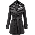 Manteau femms  capuche hiver fit grande vtements xh466 gris fonc