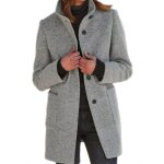 Manteau femmemanteau dcontract en laine mlange  col chemine femmes - gris