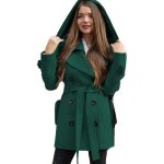 Manteau femme de marque duffle en laine garder au chaud ceinture maigre revers encapuchonn manteau