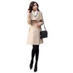 Manteau femme fronc� n?ud pardessus automne hiver beige - slim fit - ceinture