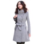 Manteau femme - funmoon - fronc n?ud pardessus automne hiver - gris - slim fit