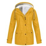 Manteau femme - funmoon - impermable - capuche - coupe - vent - jaune