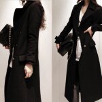 Manteau femme funmoon super longue style trench uniforme lgant - emilie vogue - noir