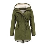 Manteau femme hiver capuche double polaire veste mi - longue epaisse chaude couleur unie Manteau femme hiver capuche double polaire veste mi - longue epaisse chaude couleur unie