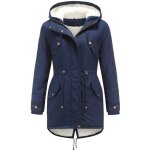 Manteau femme hiver capuche double polaire veste mi - longue epaisse chaude couleur unie