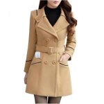 Manteau femme hiver mtowsuc 8858 - 5 chaud bouton trench veste coat avec ceinture kaki