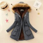 Manteau femme - hiver - parka casual -  capuche - paules dcoratives - longueur longue