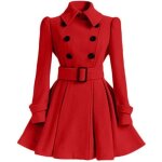 Manteau femme laine mi - longue col revers double boutonnage rouge Manteau femme laine mi - longue col revers double boutonnage rouge