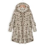 Manteau femme lopard en polaire avec capuche - funmoon