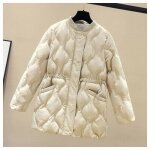 Manteau femme mi - long en coton - coupe ajustée - beige Manteau femme mi - long en coton - coupe ajustée - beige