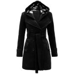 Manteau femme militaire capuche boutonné polaire - funmoon - grande taille - noir Manteau femme militaire capuche boutonné polaire - funmoon - grande taille - noir