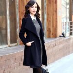 Manteau femme pardessus slim caban funmoon - automne hiver - bleu foncé Manteau femme pardessus slim caban funmoon - automne hiver - bleu foncé
