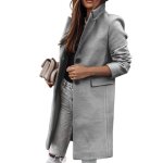 Manteau femme simple boutonnage poches à rabat classique à manches longues manteau femme élégant Manteau femme simple boutonnage poches à rabat classique à manches longues manteau femme élégant