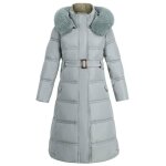 Manteau femme v�tements chauds en coton pour lhiver moyen - long bleu