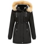 Manteau femme - zgeer - manteau chaud � capuche - rembourr� - noir - manches longues
