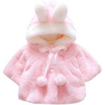 Manteau hiver bb - princesse hiver chaud cap manteau - rose - oreilles de lapin - capuche doux en coton ...