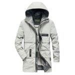 Manteau hiver capuche homme chaud mi longue veste zippee epaisse - kaki