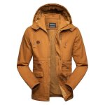 Manteau hiver homme capuche mi - longue doublée polaire veste militaire chaude epaisse couleur unie Manteau hiver homme capuche mi - longue doublée polaire veste militaire chaude epaisse couleur unie
