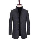 Manteau hiver homme en laine caban - funmoon - simple boutonnage col montant - gris
