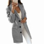 Manteau dhiver en laine - vitata - gris - boutonnage simple - coupe slim - polyester