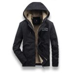 Manteau hiver velours côtelé homme à capuche doublee polaire veste chaude epaisse - noir Manteau hiver velours côtelé homme à capuche doublee polaire veste chaude epaisse - noir