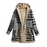 Manteau hiver vintage femmes - type grey - polyester - long - capuche - poche Manteau hiver vintage femmes - type grey - polyester - long - capuche - poche