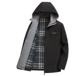Manteau homme a capuche casual automne hiver regular - noir - 100% polyester