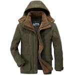 Manteau hommes � capuche - jzp639 - vert - plus de velours de �paississant
